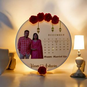 Customized Acrylic Light Article with Photo, Flowers & Calendar