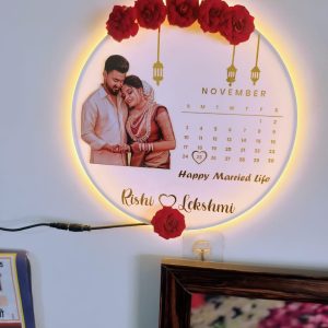 Customized Acrylic Light Article with Photo, Flowers & Calendar